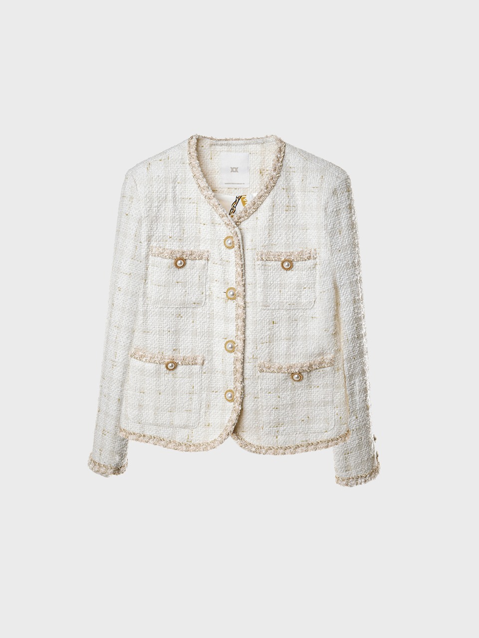 Pearl-Button Bouclé Tweed Jacket (woman)