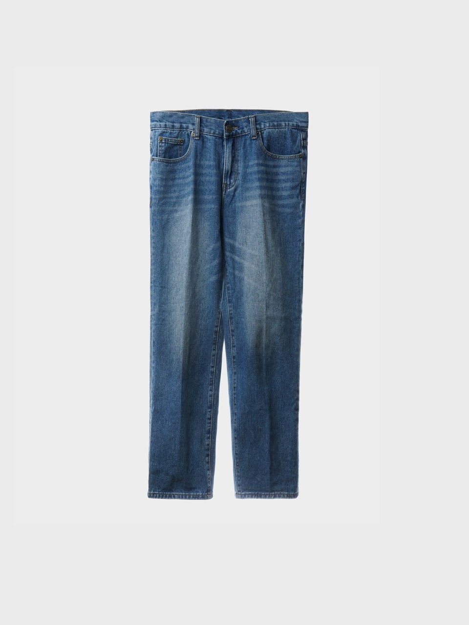 Distressed Straight-Leg Jeans (blue)
