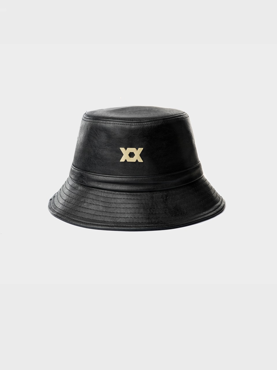 Golden Logo Faux-Leather Bucket Hat
