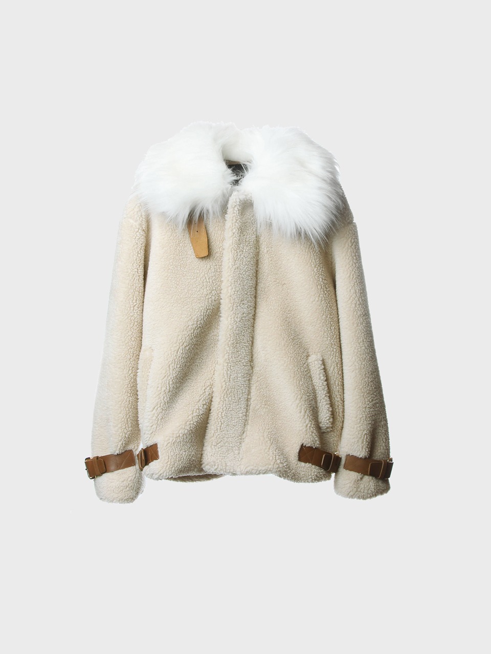 Wool-Blend Fleece Faux-Fur Jacket (cream)