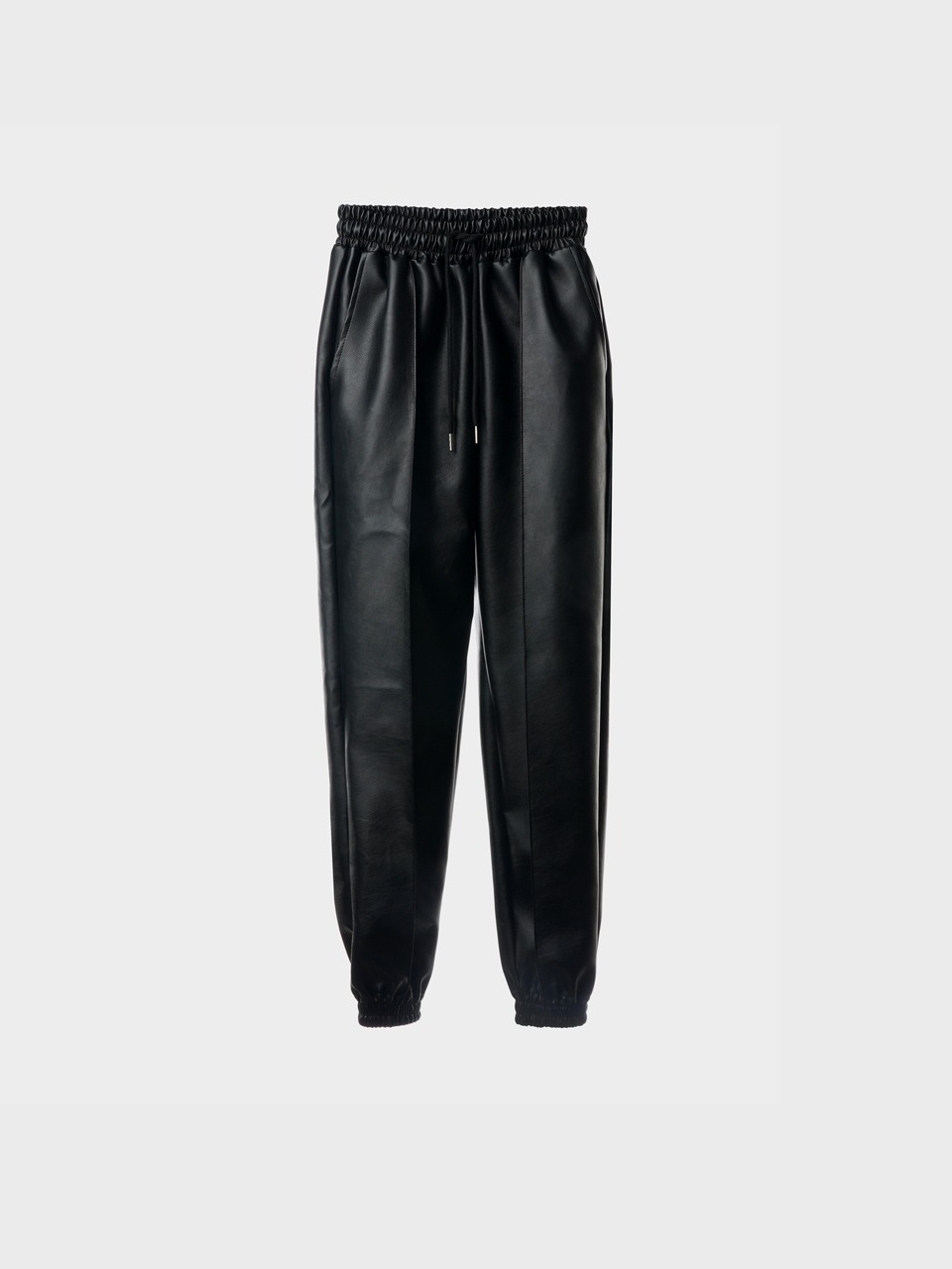 Drawstring-Waist Faux-Leather Track Pants