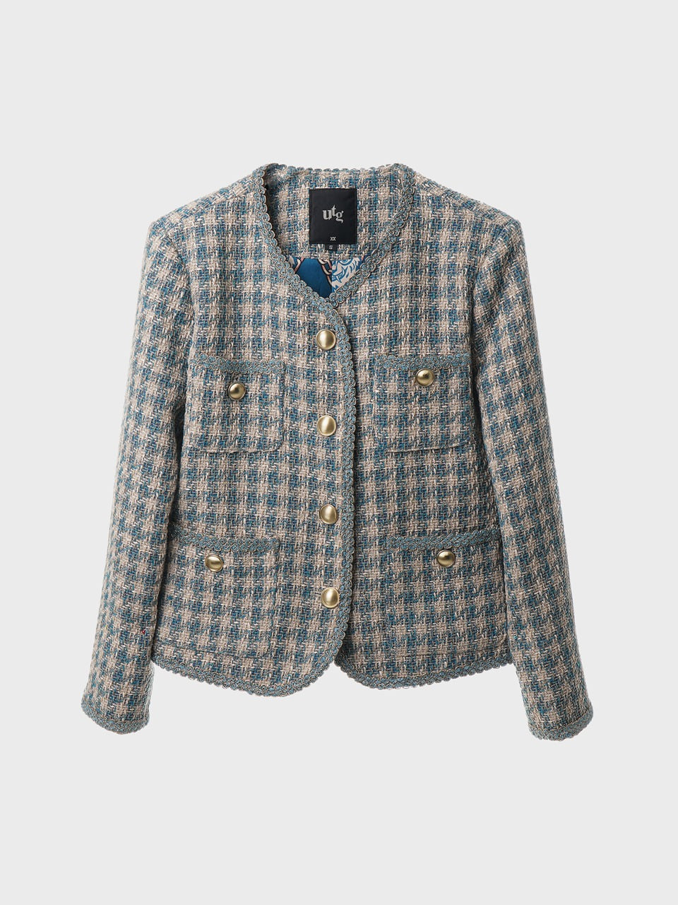 Checked Bouclé Tweed Jacket for woman