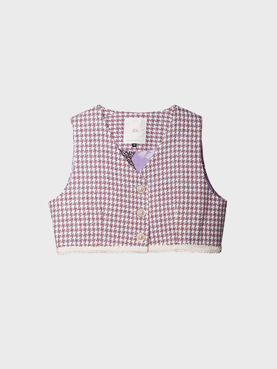 Houndstooth-Check Tweed Cropped Top