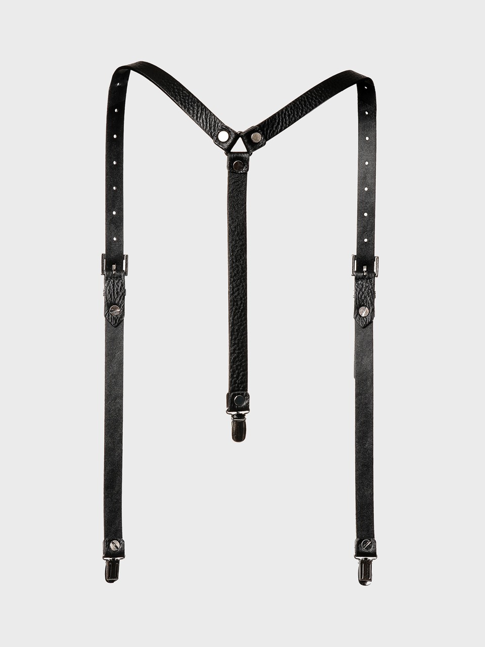 Square Loop Thin Leather Suspender (black)