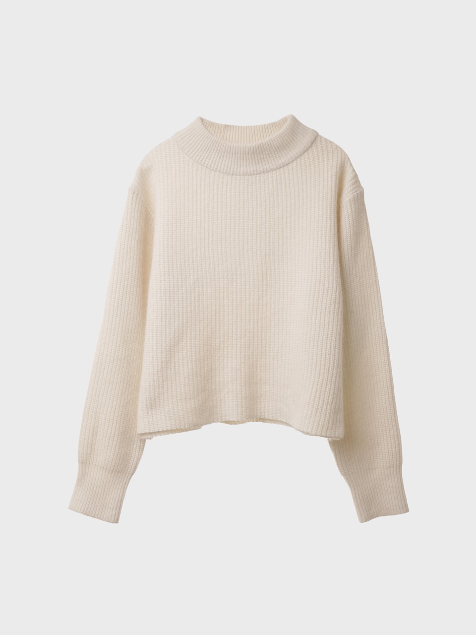 High-Neck Angora-Wool Cropped Sweater (ivory)