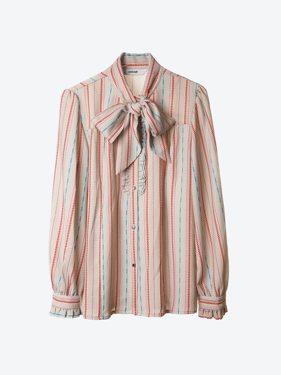 Stripe-Printed Pussy-Bow Blouse for woman