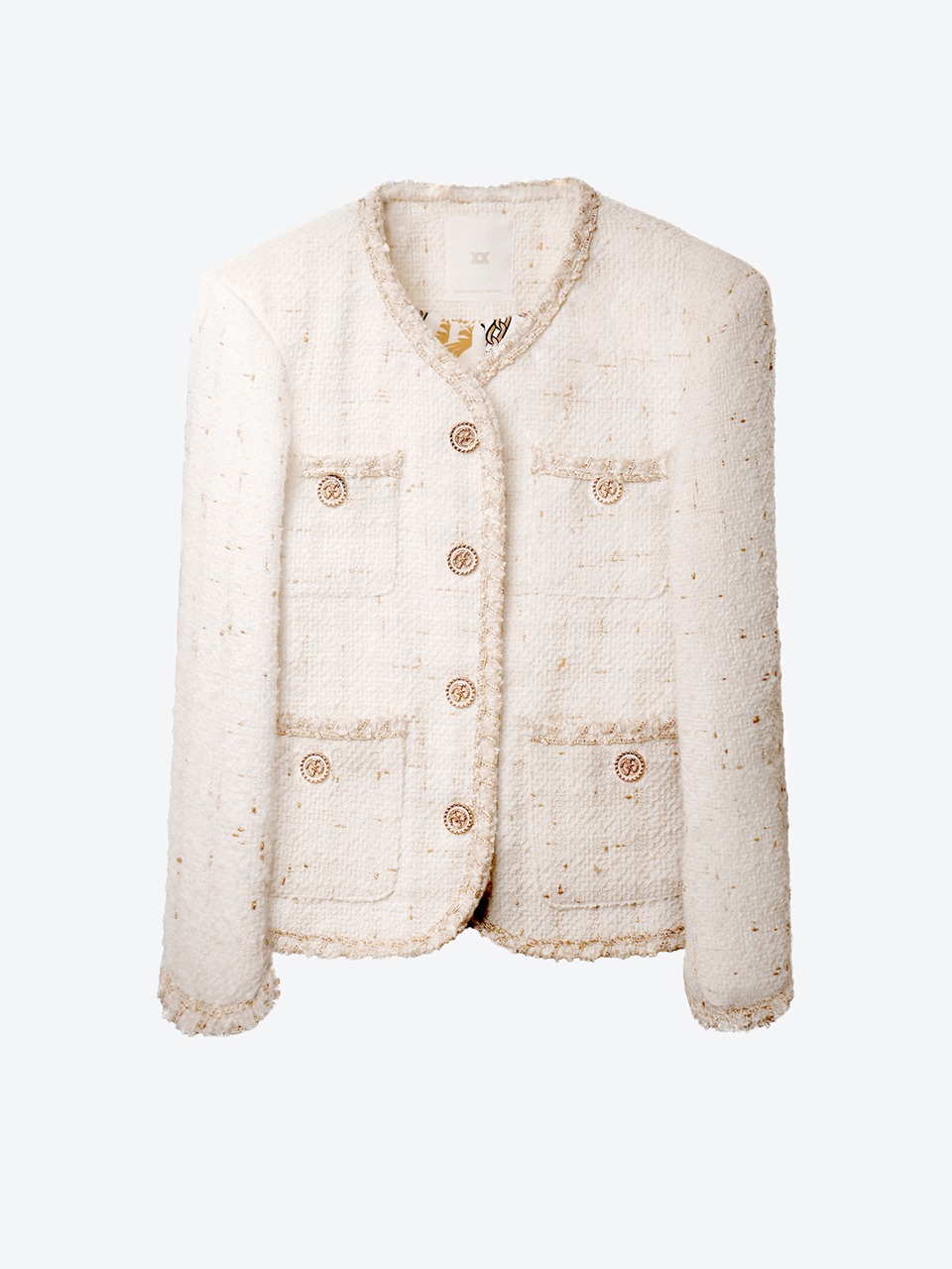 Bouclé Tweed Jacket (white) for woman