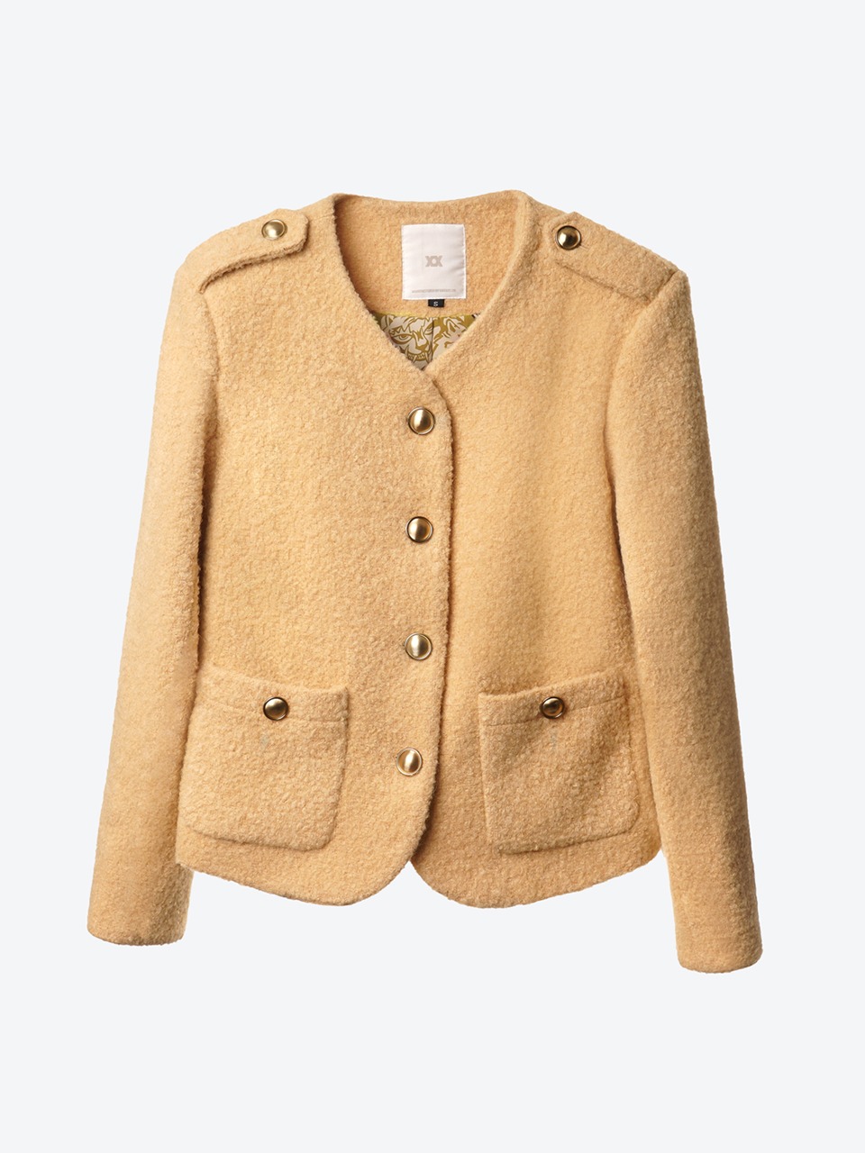 Wool-Blend Bouclé Tweed Jacket (yellow) for woman