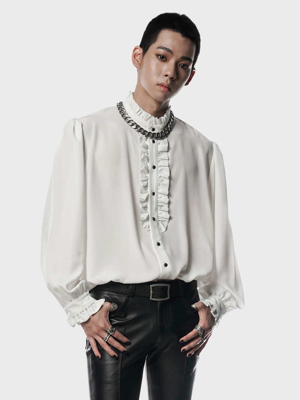 Victorian Ruffle Blouse for man (white)-일시품절(1월27일재입고예정)
